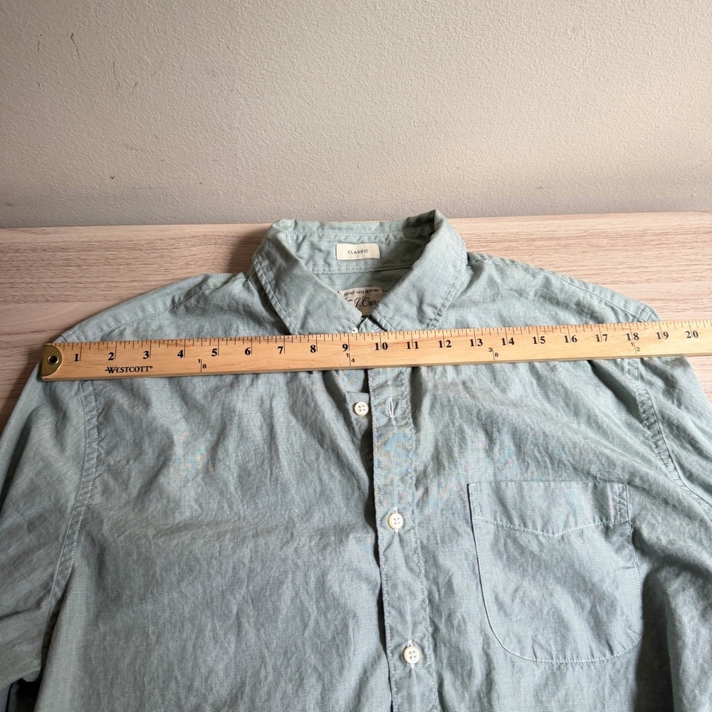 J.Crew Secret Wash Shirt Classic Fit Button Down Green Large Good - Picture 5 of 8